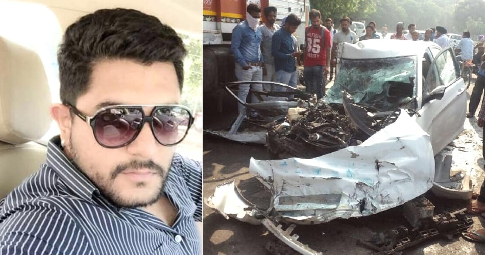 Man dies as car jumps divider, hits truck