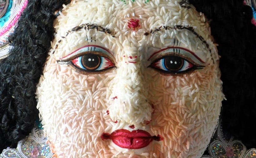 statue created on Navratri with rice 