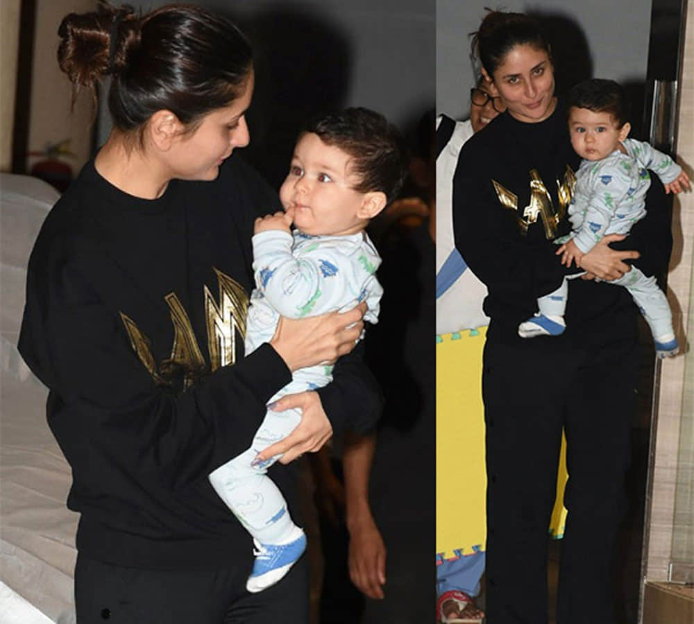 taimur ali khan with kareena kapoor after her birthday party