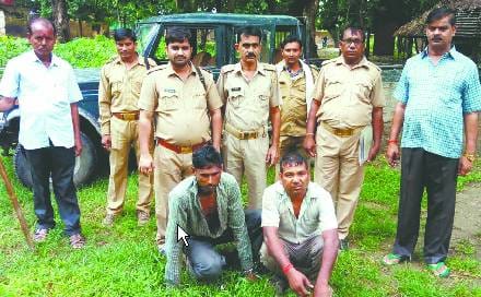 करंट लगाकर जंगली सुअर का शिकार, भूनते हुए दो गिरफ्तार