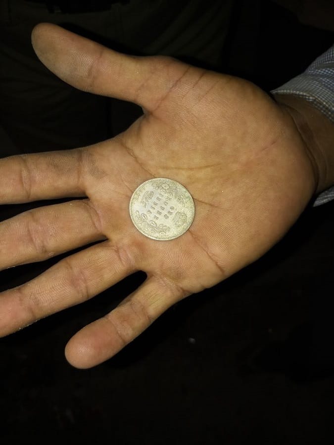 Silver coins found in the excavation of the drain