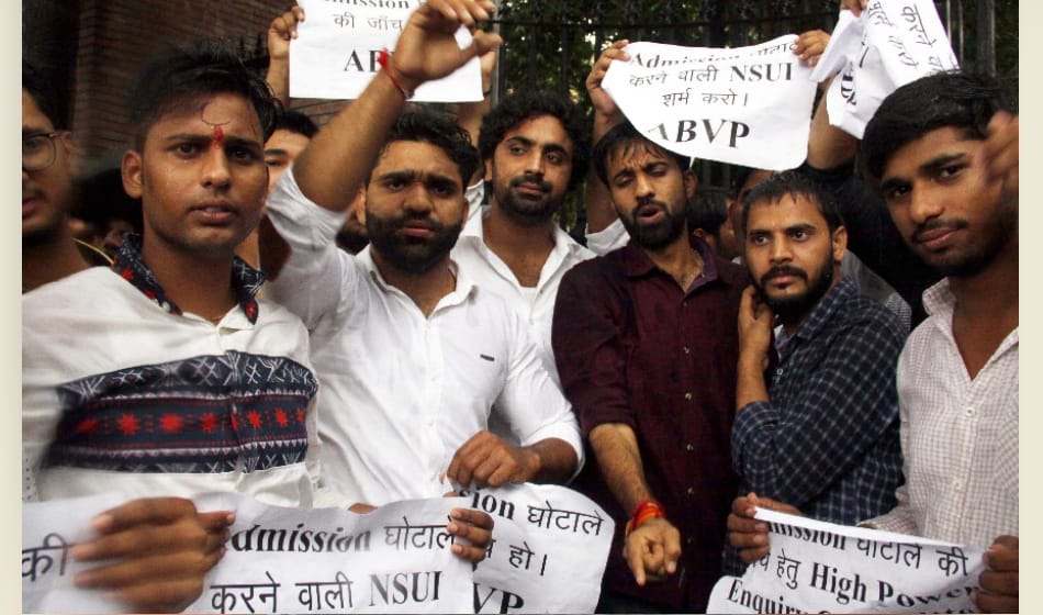 abvp workers did protest against admission of rocky tusheed