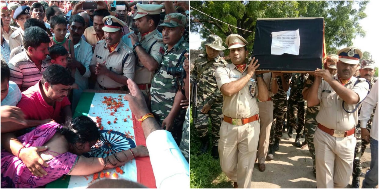 funeral of martyr soldier with guard of honour in ballia