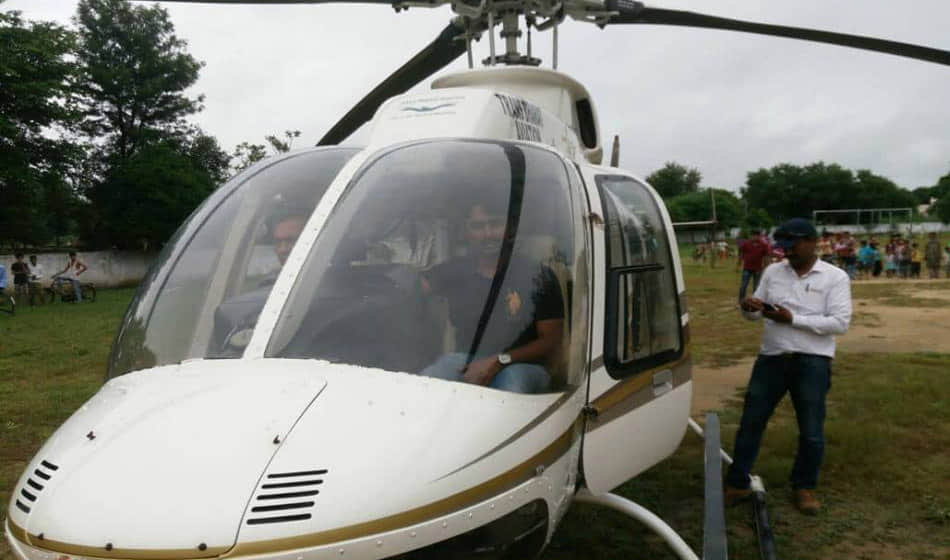 Helicopter Landing in a School at Muradnagar due to Raining