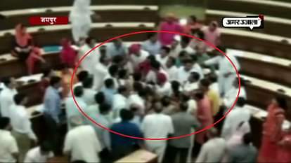 Watch: Congress, BJP corporators scuffle during Jaipur Municipal Corporation general body meeting
