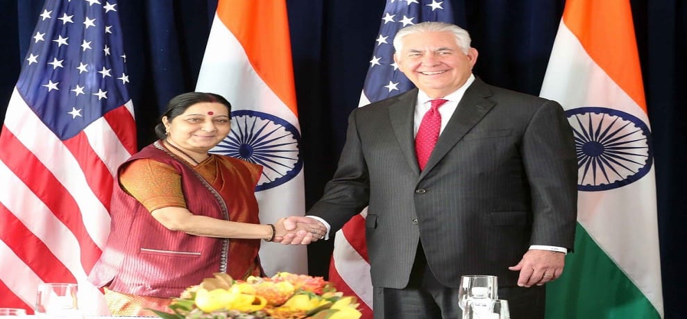 Sushma strongly raised issue of Terrorism, Pakistan and H1B visa with Tillerson
