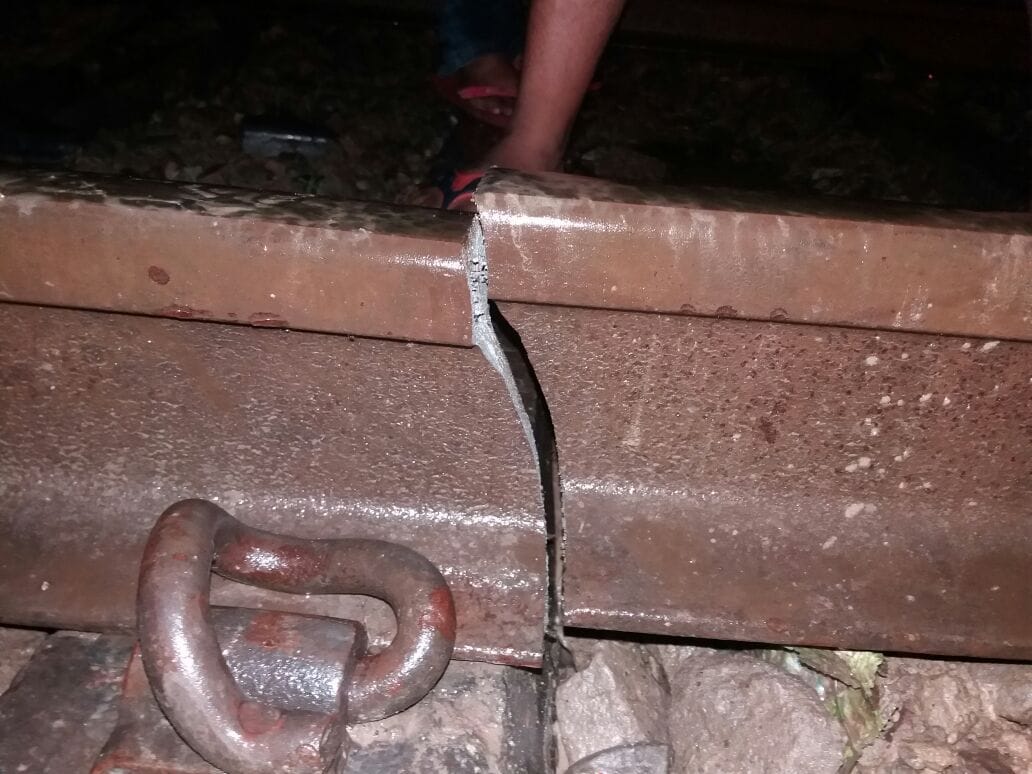pushpak express pass through broken track