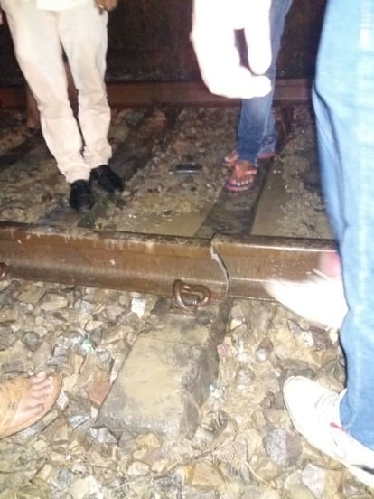 pushpak express pass through broken track