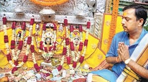 Bhavani with multi-colored flowers