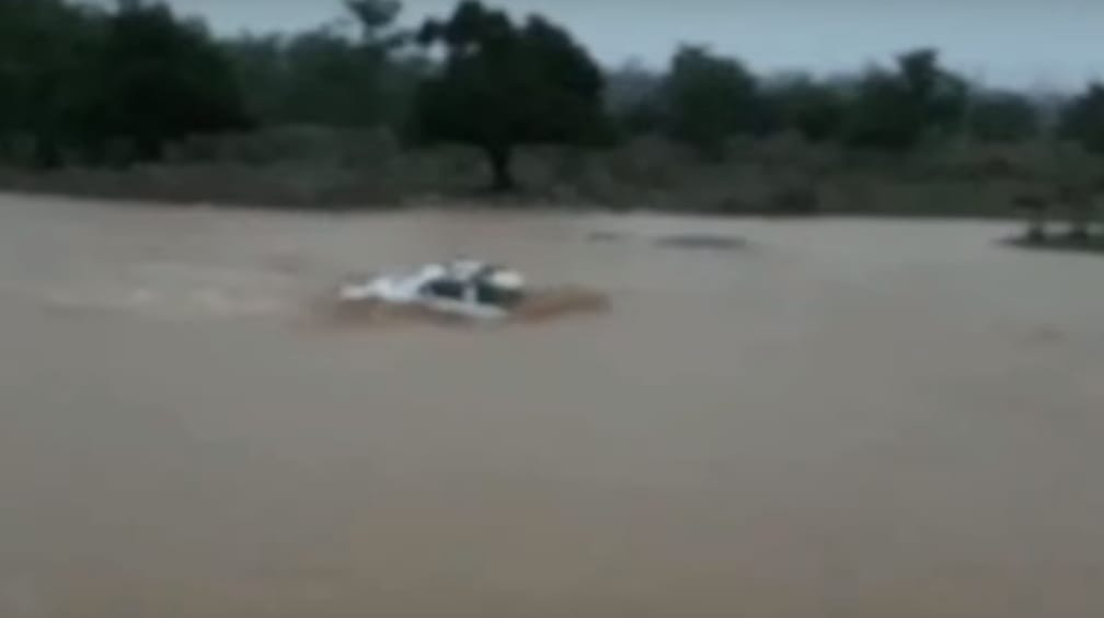 Car swept in heavy flow of river in haridwar
