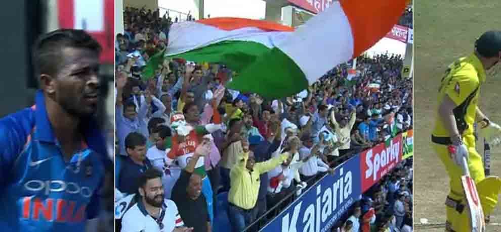 hardik pandya gets warner wicket indore crowds enjoys in style