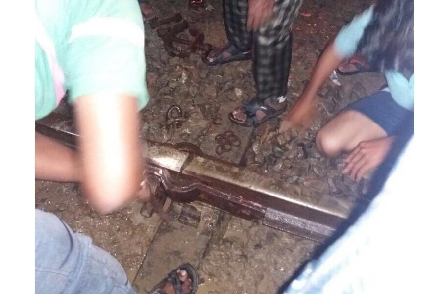Trains run through broken lines in Uttar Pradesh.
