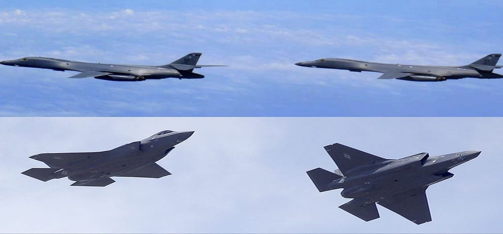 US Air Force Lancer bombers fly over North Korean border