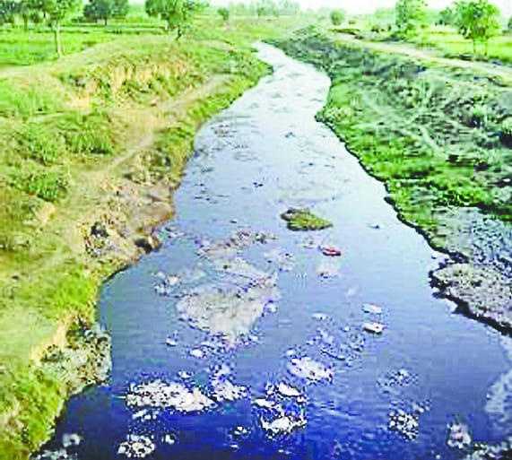 Black river and its contaminated water