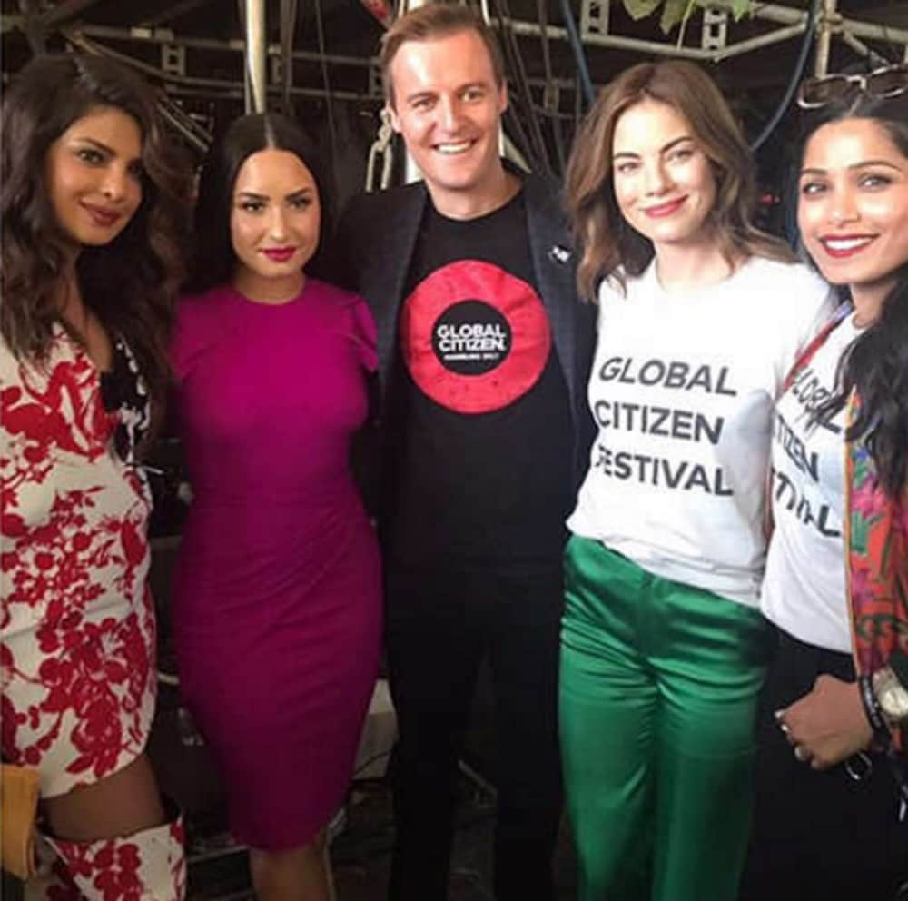 Priyanka Chopra hosted the Global Citizen Festival wearing a floral dress and matching boots 