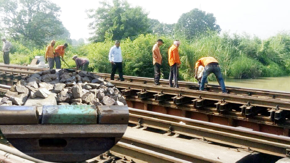 Train passes through a broken track