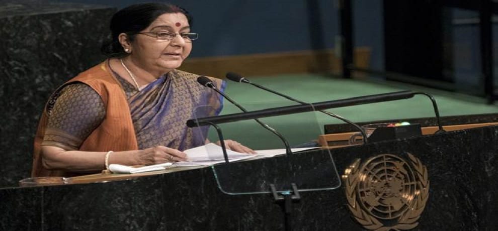 Chinese media says Sushma Swaraj's UN Speech was arrogent and admitted Pak Has Terrorism