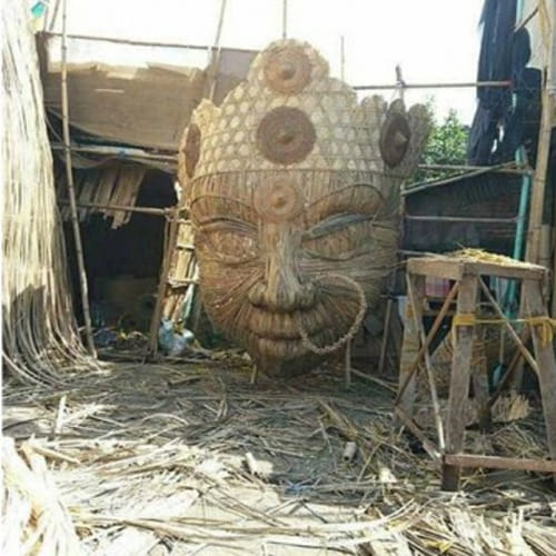 navratri 2017 100 feet tall maa durga bamboo sculpture made in assam