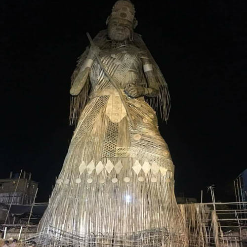 navratri 2017 100 feet tall maa durga bamboo sculpture made in assam
