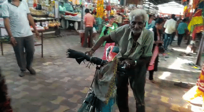 a old man reached Ramdevra by cycle