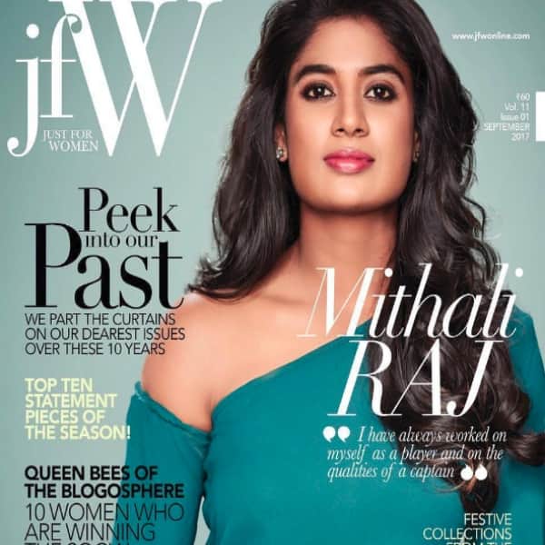 Indian women cricket captain Mitali Raj on Magazine cover page with Shakrukh Khan and Nita Ambani