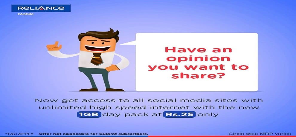 Rcom offers 1GB Data for on day at Rs 25