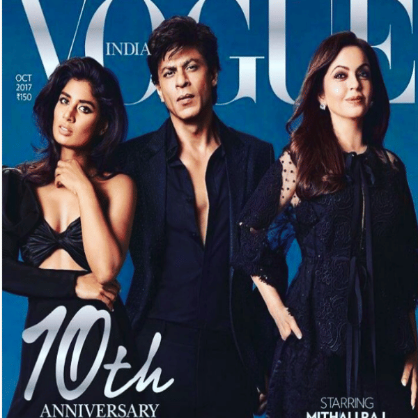Indian women cricket captain Mitali Raj on Magazine cover page with Shakrukh Khan and Nita Ambani