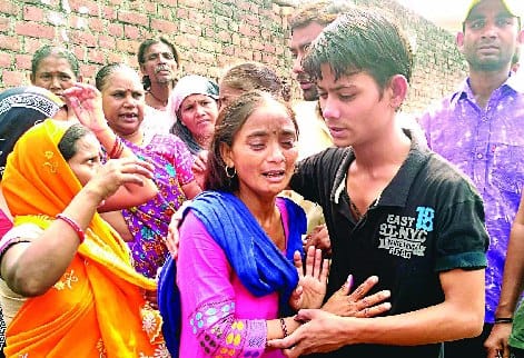 Slept with his wife and lying beside the corpse
