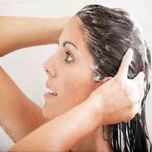 for glossy hairs doing shampoo with black tea