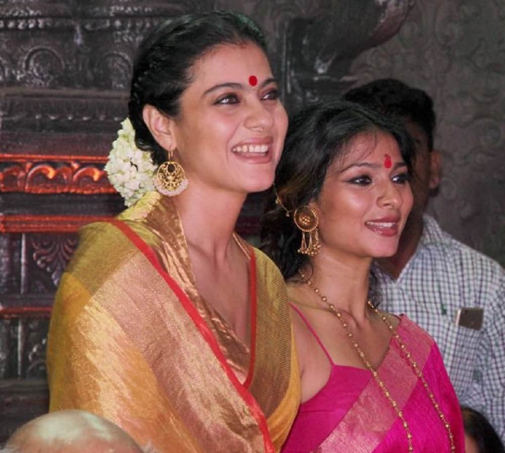 Kajol looks stunning in Navratri as she attends Durga puja with her Tanuja and Tanishaa