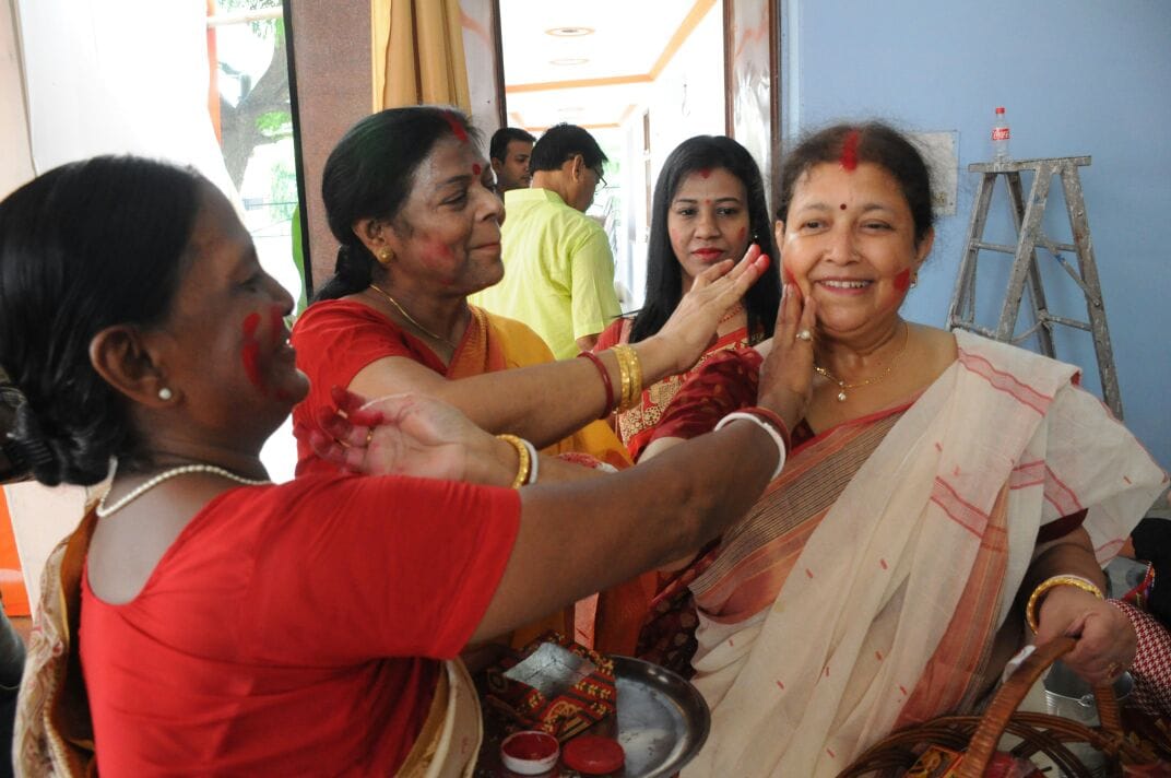 Emersion of stature of durga in Lucknow.