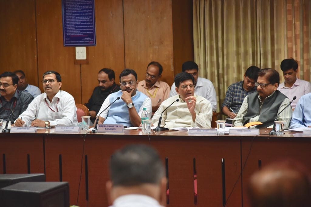 piyush goel taking a meeting with railway board after people died by stampede in mumbai