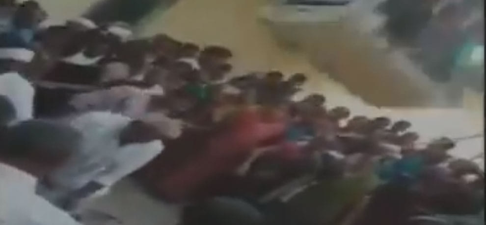 during Dussehra festivities building collapsed in Telanganas Nizamabad yesterday 
