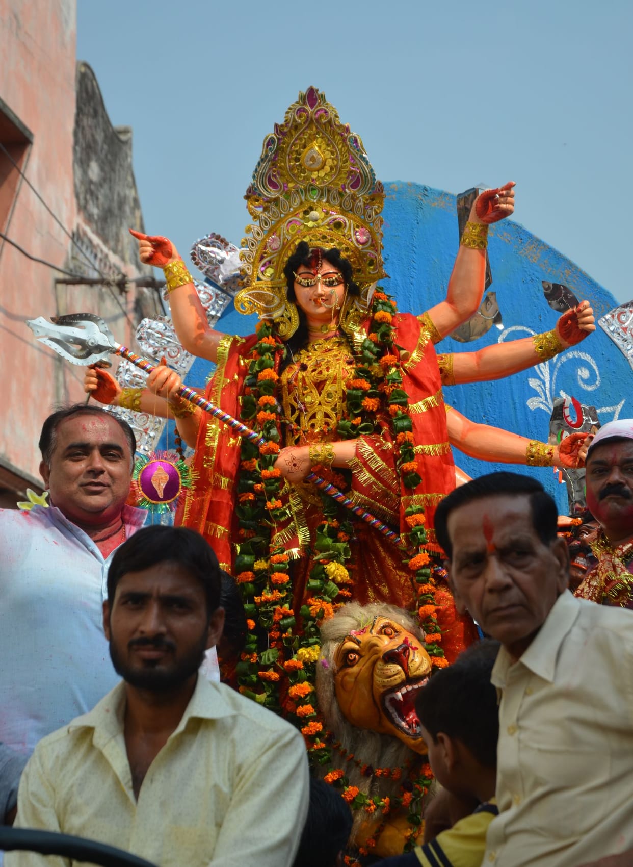Durga's immersion of statues at Kachla Ganga Ghat