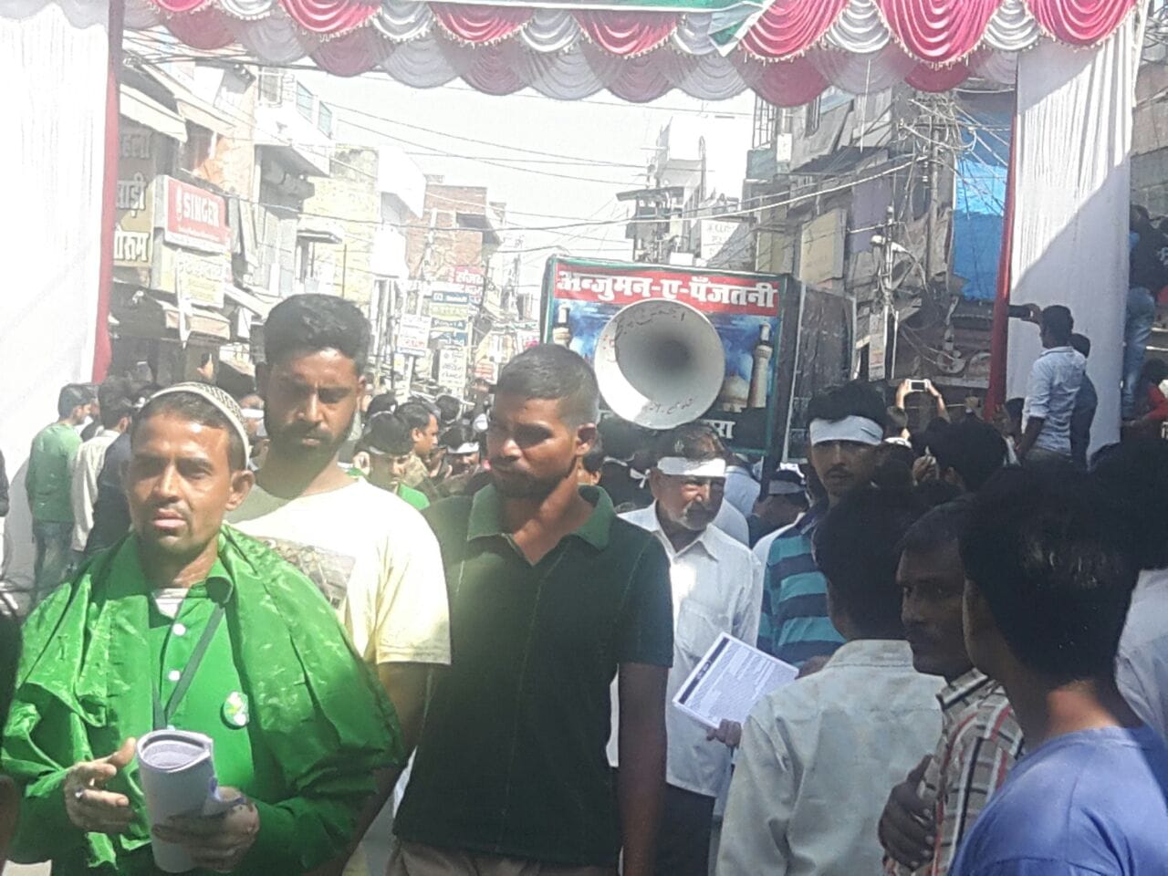 moharram julus with national flag in agra