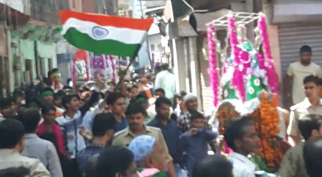 moharram julus with national flag in agra