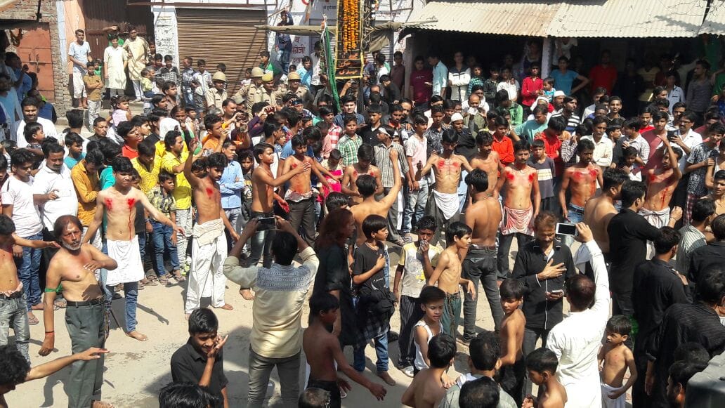 moharram julus with national flag in agra