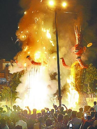 Symbol of evil Ravan's Effigy burnt