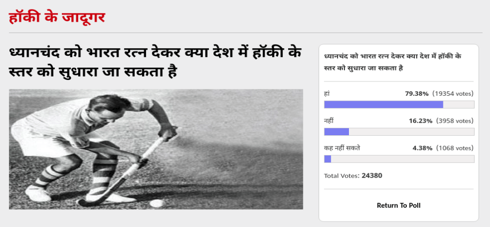amar ujala poll: Hockey will regain its old glory If Dhyan chand Gets Bharat Ratna