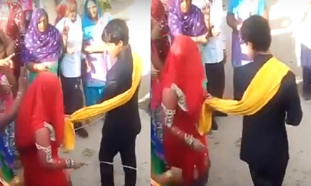 viral video bride beat groom on road 