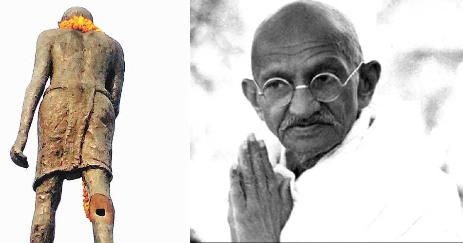 firing on father of nation mahatma gandhi statue
