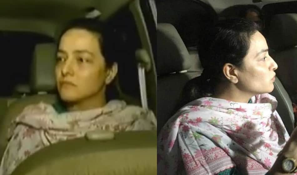 See Honeypreet Real Photos during confrontation of media after thirty eight days 