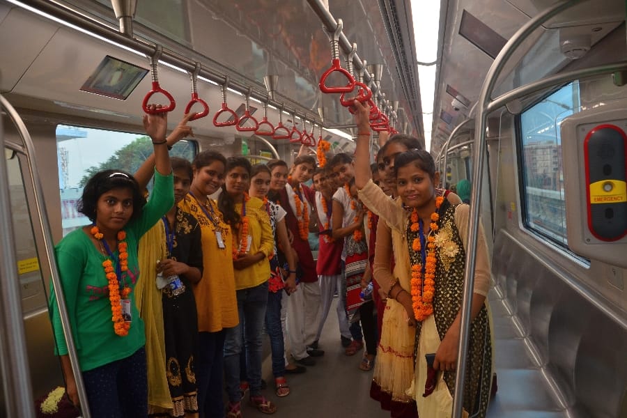 Toppers enjoy metro journey in Lucknow.