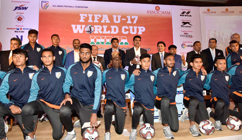 FIFA U-17 World Cup: sports minister Rajyawardhan Singh Rathod meets indian Players