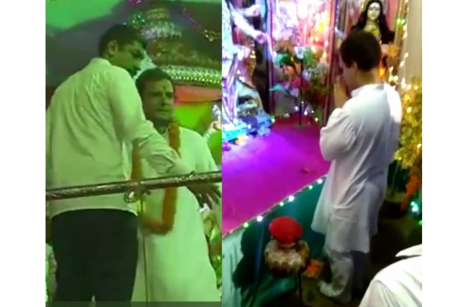 rahul gandhi did durga pooja in amethi.