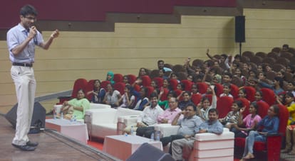 IAS suhas LY addresses Uttar Pradesh toppers in Lucknow.
