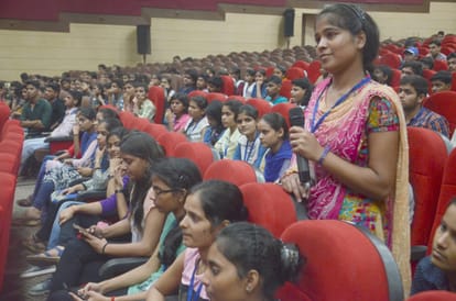 IAS suhas LY addresses Uttar Pradesh toppers in Lucknow.