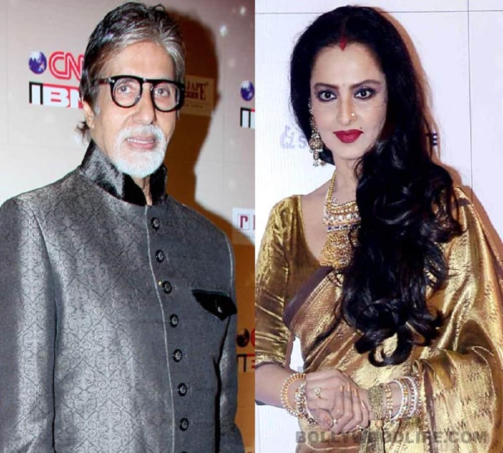 actor amitabh bachchan goes back to see actress rekha in an award show 