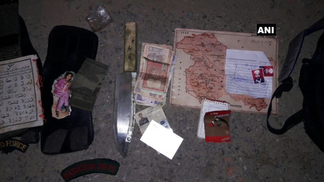 Items recovered by security forces in search operation in Akhnoor