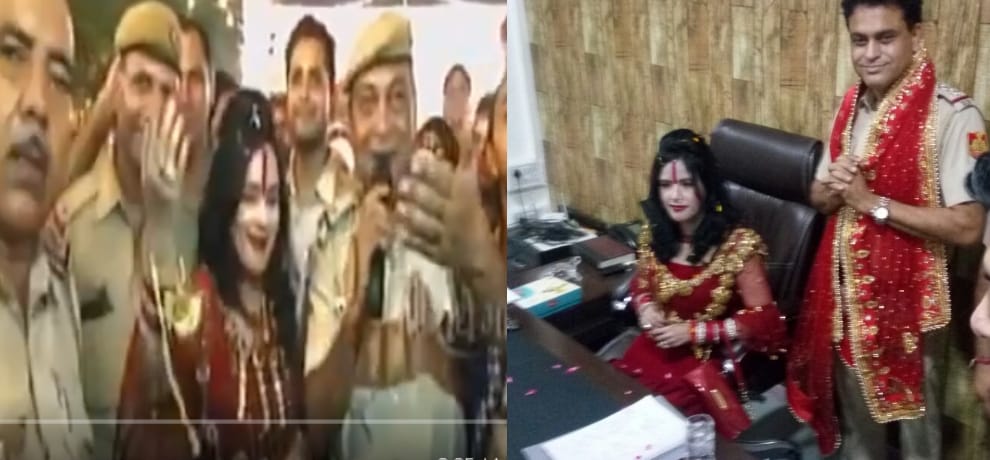 delhi police photo and video with radhe ma in vivek vihar and gtb enclave goes viral, action on cops